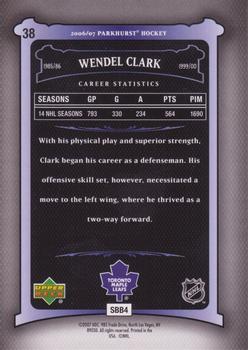2006-07 Parkhurst #38 Wendel Clark Back
