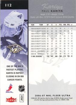 2006-07 Ultra #112 Paul Kariya Back