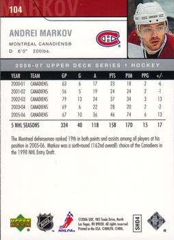 2006-07 Upper Deck #104 Andrei Markov Back