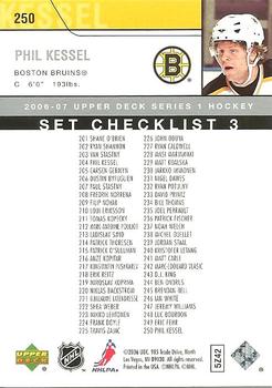 2006-07 Upper Deck #250 Young Guns Checklist (Phil Kessel) Back