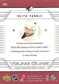 2006-07 Upper Deck #485 Keith Yandle Back
