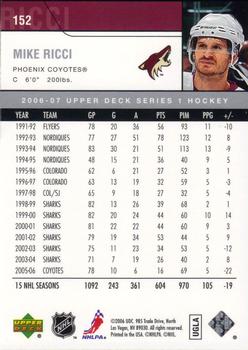 2006-07 Upper Deck #152 Mike Ricci Back