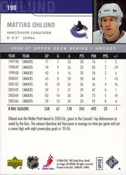 2006-07 Upper Deck #190 Mattias Ohlund Back