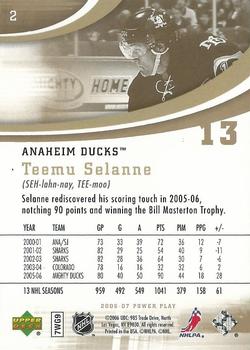 2006-07 Upper Deck Power Play #2 Teemu Selanne Back