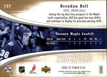2006-07 Upper Deck Power Play #127 Brendan Bell Back