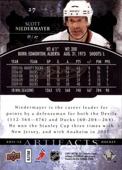 2011-12 Upper Deck Artifacts #27 Scott Niedermayer Back