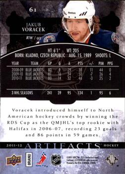 2011-12 Upper Deck Artifacts #61 Jakub Voracek Back