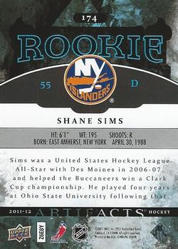 2011-12 Upper Deck Artifacts #174 Shane Sims Back