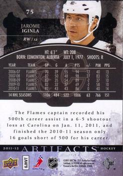 2011-12 Upper Deck Artifacts #75 Jarome Iginla Back