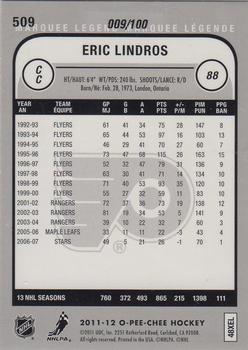 2011-12 O-Pee-Chee - Black Rainbow #509 Eric Lindros Back