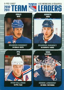 2011-12 O-Pee-Chee - Team Leaders #TL-20 Brandon Dubinsky / Ryan Callahan / Henrik Lundqvist Front