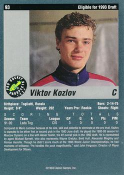 1993 Classic Pro Prospects #93 Viktor Kozlov Back