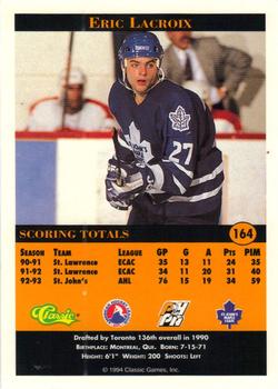 1994 Classic Pro Hockey Prospects #164 Eric Lacroix Back