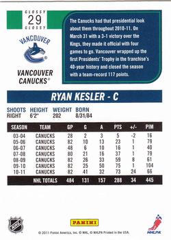 2011-12 Score - Glossy #29 Ryan Kesler Back