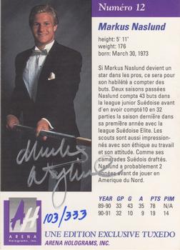 1991 Arena Draft Picks French - Autographs #12 Markus Naslund Back