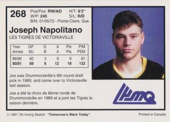 1991-92 7th Inning Sketch LHJMQ #268 Joseph Napolitano Back