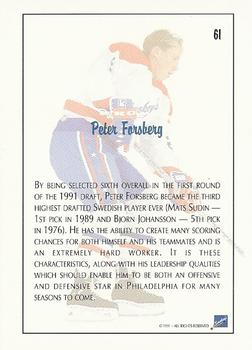 1991 Ultimate Draft #61 Peter Forsberg Back