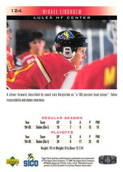 1995-96 Upper Deck Swedish Elite #124 Mikael Lindholm Back