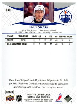 2011-12 Upper Deck #130 Linus Omark Back
