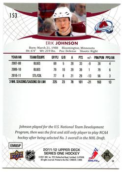 2011-12 Upper Deck #153 Erik Johnson Back