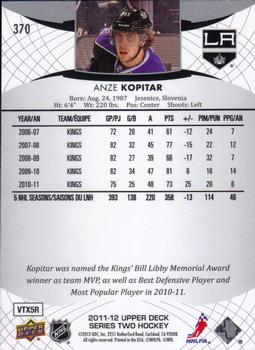 2011-12 Upper Deck #370 Anze Kopitar Back