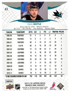 2011-12 Upper Deck #43 Dan Boyle Back