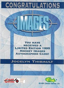 1995 Classic Images - Autographs #NNO Jocelyn Thibault Back