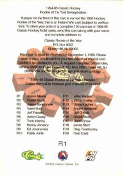 1994-95 Classic - Rookie of the Year Sweepstakes #R3 Jason Bonsignore  Back