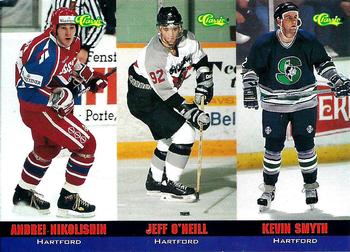 1994-95 Classic - Tri-Cards #T28 / T29 / T30 Andrei Nikolishin / Jeff O'Neill / Kevin Smyth Front