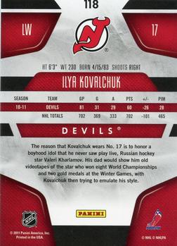 2011-12 Panini Certified #118 Ilya Kovalchuk Back