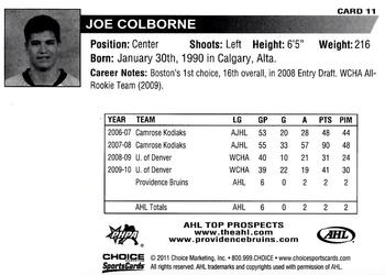 2010-11 Choice AHL Top Prospects #11 Joe Colborne Back
