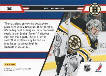 2010-11 Panini Zenith - Crease is the Word #2 Tim Thomas Back