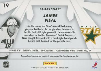 2010-11 Donruss - Boys of Winter Threads #19 James Neal Back