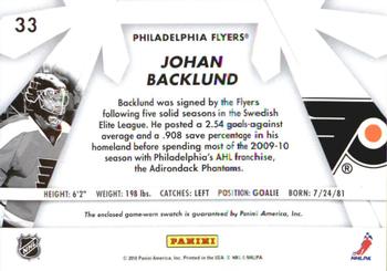 2010-11 Donruss - Boys of Winter Threads #33 Johan Backlund Back