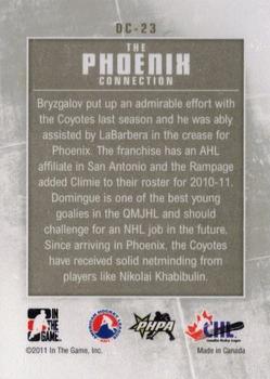 2010-11 In The Game Between The Pipes - Deep In The Crease #DC-23 Ilya Bryzgalov / Jason LaBarbera / Matt Climie / Louis Domingue  Back