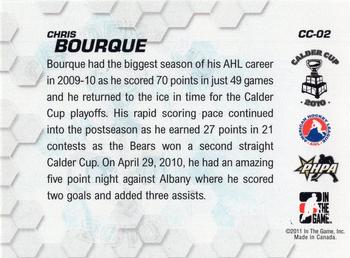 2010-11 In The Game Heroes and Prospects - Calder Cup Champions #CC-02 Chris Bourque  Back