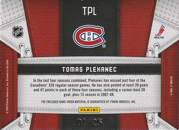 2010-11 Panini Certified - Fabric of the Game Jersey Number #TPL Tomas Plekanec  Back