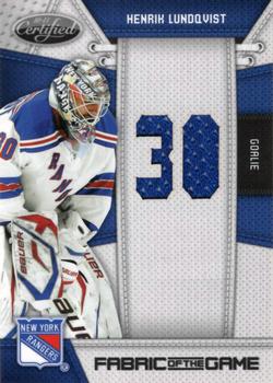 2010-11 Panini Certified - Fabric of the Game Jersey Number #HL Henrik Lundqvist  Front