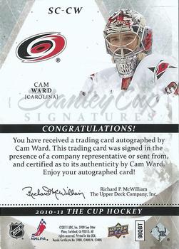 2010-11 Upper Deck The Cup - Stanley Cup Signatures #SC-CW Cam Ward  Back