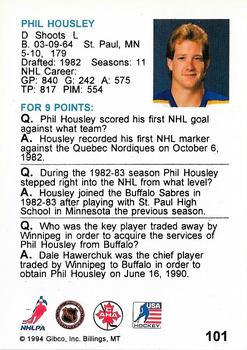 1994 Hockey Wit #101 Phil Housley Back