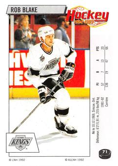 1992-93 Panini Stickers (French) #71 Rob Blake  Front