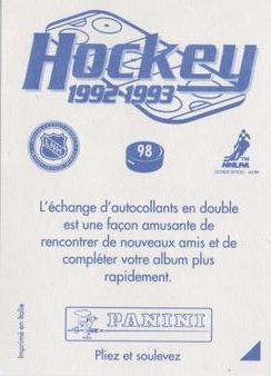 1992-93 Panini Stickers (French) #98 Edmonton Oilers Logo Back