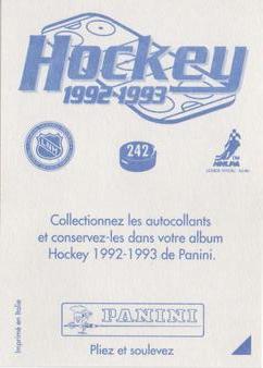 1992-93 Panini Stickers (French) #242 Buffalo Sabres Logo Back