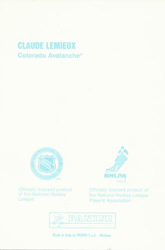 1998-99 Panini Photocards #NNO Claude Lemieux Back