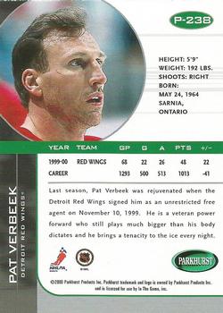 2000-01 Be a Player Memorabilia - Parkhurst 2000 (50th Anniversary) #P-238 Pat Verbeek  Back