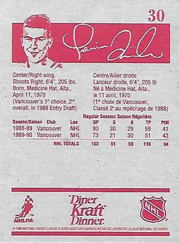 1990-91 Kraft #30 Trevor Linden Back