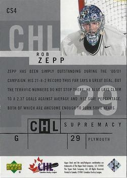 2000-01 Upper Deck CHL Prospects - Supremacy #CS4 Rob Zepp  Back