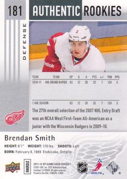 2011-12 SP Game Used #181 Brendan Smith Back