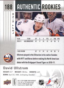 2011-12 SP Game Used #188 David Ullstrom Back