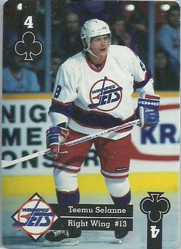 1995-96 Hoyle Western Conference Playing Cards #4♣ Teemu Selanne  Front